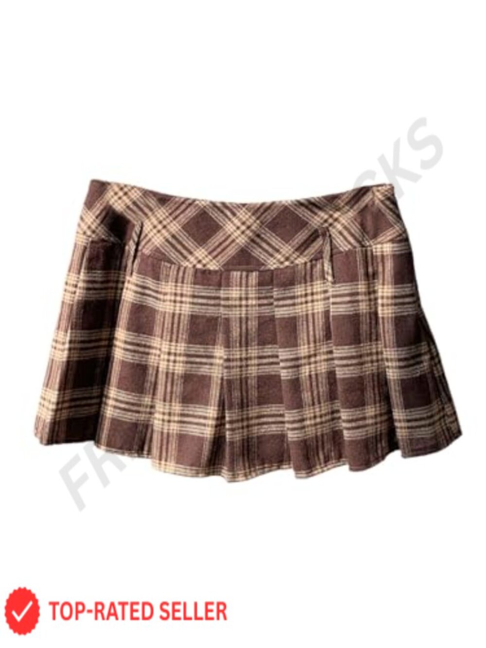 Plaid Mini Skirt Pleated Hem Uniform Skater Skirt with Built-in Shorts Y2K